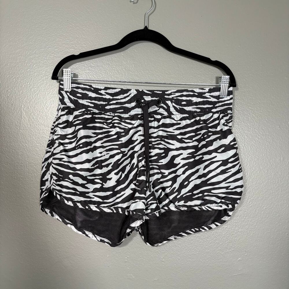 H&M Sport Black & White Zebra Print Running Shorts - Size 10 - Built in Brief
